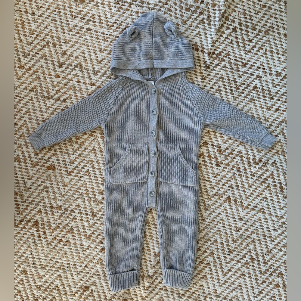 Jamie Kay Bear Knit Onepiece, 2Y, Gray